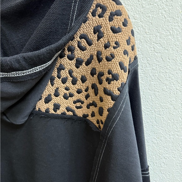 BiBi Black and Tan Leopard 3/4 Zip Hoodie - Picture 10 of 13